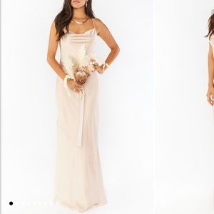 SHOW ME YOUR MUMU - Tuscany maxi slip dress in champagne luxe satin